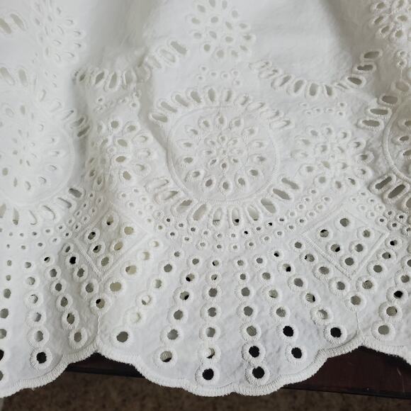 Adrianna Papell White Eyelet Puff Sleeve Mini Dress 6 Cottagecore Summer Prairie - Picture 9 of 9